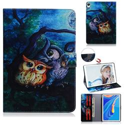 Oil Painting Owl Painting Tablet Leather Wallet Flip Cover for Huawei MediaPad M6 10.8 inch