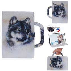 Snow Wolf Handbag Tablet Leather Wallet Flip Cover for Huawei MediaPad T5 (10.1 inch)