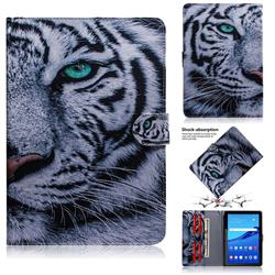 White Tiger Painting Tablet Leather Wallet Flip Cover for Huawei MediaPad T5 (10.1 inch)