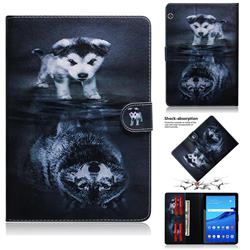 Wolf and Dog Painting Tablet Leather Wallet Flip Cover for Huawei MediaPad T5 (10.1 inch)