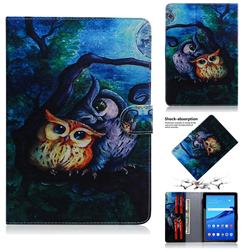 Oil Painting Owl Painting Tablet Leather Wallet Flip Cover for Huawei MediaPad T5 (10.1 inch)