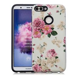 Rose Flower Pattern 2 in 1 PC + TPU Glossy Embossed Back Cover for Huawei P Smart(Enjoy 7S)