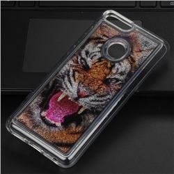 Tiger Glassy Glitter Quicksand Dynamic Liquid Soft Phone Case for Huawei P Smart(Enjoy 7S)