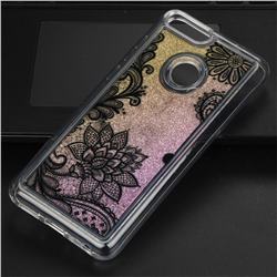 Diagonal Lace Glassy Glitter Quicksand Dynamic Liquid Soft Phone Case for Huawei P Smart(Enjoy 7S)