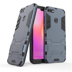 Armor Premium Tactical Grip Kickstand Shockproof Dual Layer Rugged Hard Cover for Huawei P Smart(Enjoy 7S) - Navy