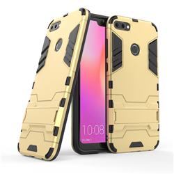 Armor Premium Tactical Grip Kickstand Shockproof Dual Layer Rugged Hard Cover for Huawei P Smart(Enjoy 7S) - Golden