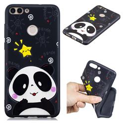 Cute Bear 3D Embossed Relief Black TPU Cell Phone Back Cover for Huawei P Smart(Enjoy 7S)