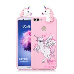Wings Unicorn Soft 3D Climbing Doll Soft Case for Huawei P Smart(Enjoy 7S)