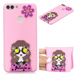 Violet Girl Soft 3D Silicone Case for Huawei P Smart(Enjoy 7S)