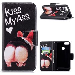 Lovely Pig Ass Leather Wallet Case for Huawei P Smart(Enjoy 7S)