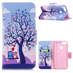 Tree and Owls Leather Wallet Case for Huawei P Smart(Enjoy 7S)