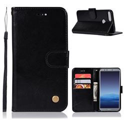 Luxury Retro Leather Wallet Case for Huawei P Smart(Enjoy 7S) - Black