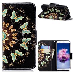 Circle Butterflies Leather Wallet Case for Huawei P Smart(Enjoy 7S)
