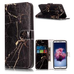 Black Gold Marble PU Leather Wallet Case for Huawei P Smart(Enjoy 7S)