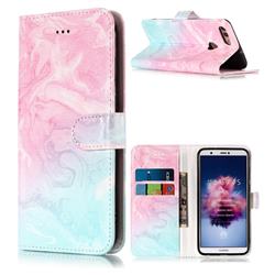 Pink Green Marble PU Leather Wallet Case for Huawei P Smart(Enjoy 7S)
