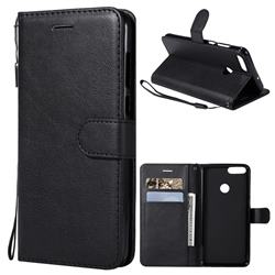 Retro Greek Classic Smooth PU Leather Wallet Phone Case for Huawei P Smart(Enjoy 7S) - Black