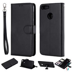 Retro Greek Detachable Magnetic PU Leather Wallet Phone Case for Huawei P Smart(Enjoy 7S) - Black
