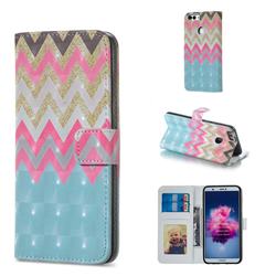 Color Wave 3D Painted Leather Phone Wallet Case for Huawei P Smart(Enjoy 7S)