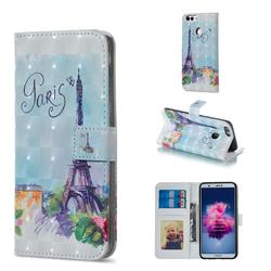 Paris Tower 3D Painted Leather Phone Wallet Case for Huawei P Smart(Enjoy 7S)