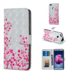 Cherry Blossom 3D Painted Leather Phone Wallet Case for Huawei P Smart(Enjoy 7S)