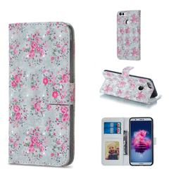 Roses Flower 3D Painted Leather Phone Wallet Case for Huawei P Smart(Enjoy 7S)