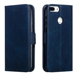 Retro Classic Calf Pattern Leather Wallet Phone Case for Huawei P Smart(Enjoy 7S) - Blue