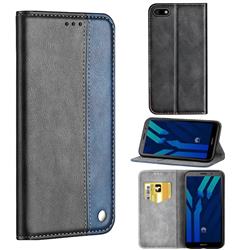 Classic Business Ultra Slim Magnetic Sucking Stitching Flip Cover for Huawei P Smart(Enjoy 7S) - Blue