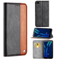 Classic Business Ultra Slim Magnetic Sucking Stitching Flip Cover for Huawei P Smart(Enjoy 7S) - Brown