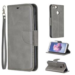 Classic Sheepskin PU Leather Phone Wallet Case for Huawei P Smart(Enjoy 7S) - Gray