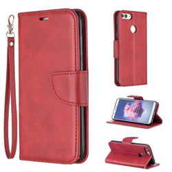 Classic Sheepskin PU Leather Phone Wallet Case for Huawei P Smart(Enjoy 7S) - Red