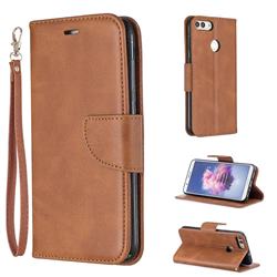 Classic Sheepskin PU Leather Phone Wallet Case for Huawei P Smart(Enjoy 7S) - Brown