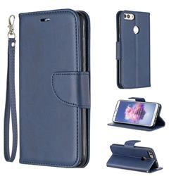 Classic Sheepskin PU Leather Phone Wallet Case for Huawei P Smart(Enjoy 7S) - Blue