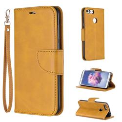 Classic Sheepskin PU Leather Phone Wallet Case for Huawei P Smart(Enjoy 7S) - Yellow