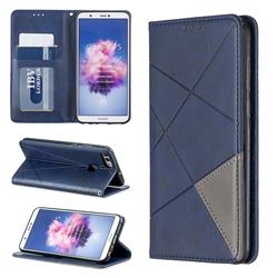 Prismatic Slim Magnetic Sucking Stitching Wallet Flip Cover for Huawei P Smart(Enjoy 7S) - Blue