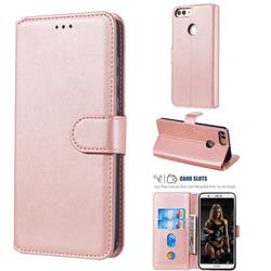 Retro Calf Matte Leather Wallet Phone Case for Huawei P Smart(Enjoy 7S) - Pink