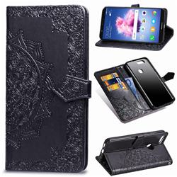 Embossing Imprint Mandala Flower Leather Wallet Case for Huawei P Smart(Enjoy 7S) - Black