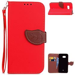 Leaf Buckle Litchi Leather Wallet Phone Case for HTC U11 - Red