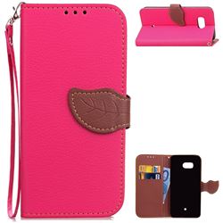 Leaf Buckle Litchi Leather Wallet Phone Case for HTC U11 - Rose