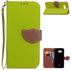 Leaf Buckle Litchi Leather Wallet Phone Case for HTC U11 - Green