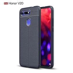 Luxury Auto Focus Litchi Texture Silicone TPU Back Cover for Huawei Honor View 20 / V20 - Dark Blue