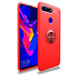 Auto Focus Invisible Ring Holder Soft Phone Case for Huawei Honor View 20 / V20 - Red