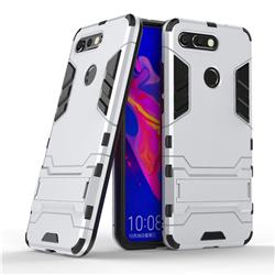 Armor Premium Tactical Grip Kickstand Shockproof Dual Layer Rugged Hard Cover for Huawei Honor View 20 / V20 - Silver