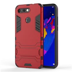 Armor Premium Tactical Grip Kickstand Shockproof Dual Layer Rugged Hard Cover for Huawei Honor View 20 / V20 - Wine Red