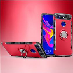 Armor Anti Drop Carbon PC + Silicon Invisible Ring Holder Phone Case for Huawei Honor View 20 / V20 - Red