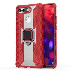 Predator Armor Metal Ring Grip Shockproof Dual Layer Rugged Hard Cover for Huawei Honor View 20 / V20 - Red