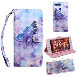 Roaring Wolf 3D Painted Leather Wallet Case for Huawei Honor View 20 / V20