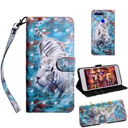 White Tiger 3D Painted Leather Wallet Case for Huawei Honor View 20 / V20