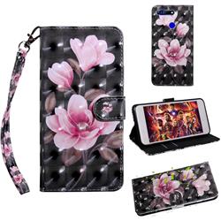 Black Powder Flower 3D Painted Leather Wallet Case for Huawei Honor View 20 / V20