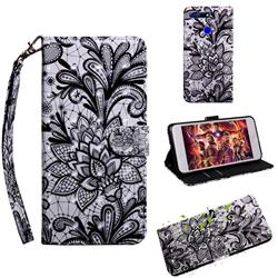 Black Lace Rose 3D Painted Leather Wallet Case for Huawei Honor View 20 / V20
