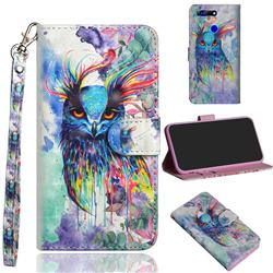 Watercolor Owl 3D Painted Leather Wallet Case for Huawei Honor View 20 / V20